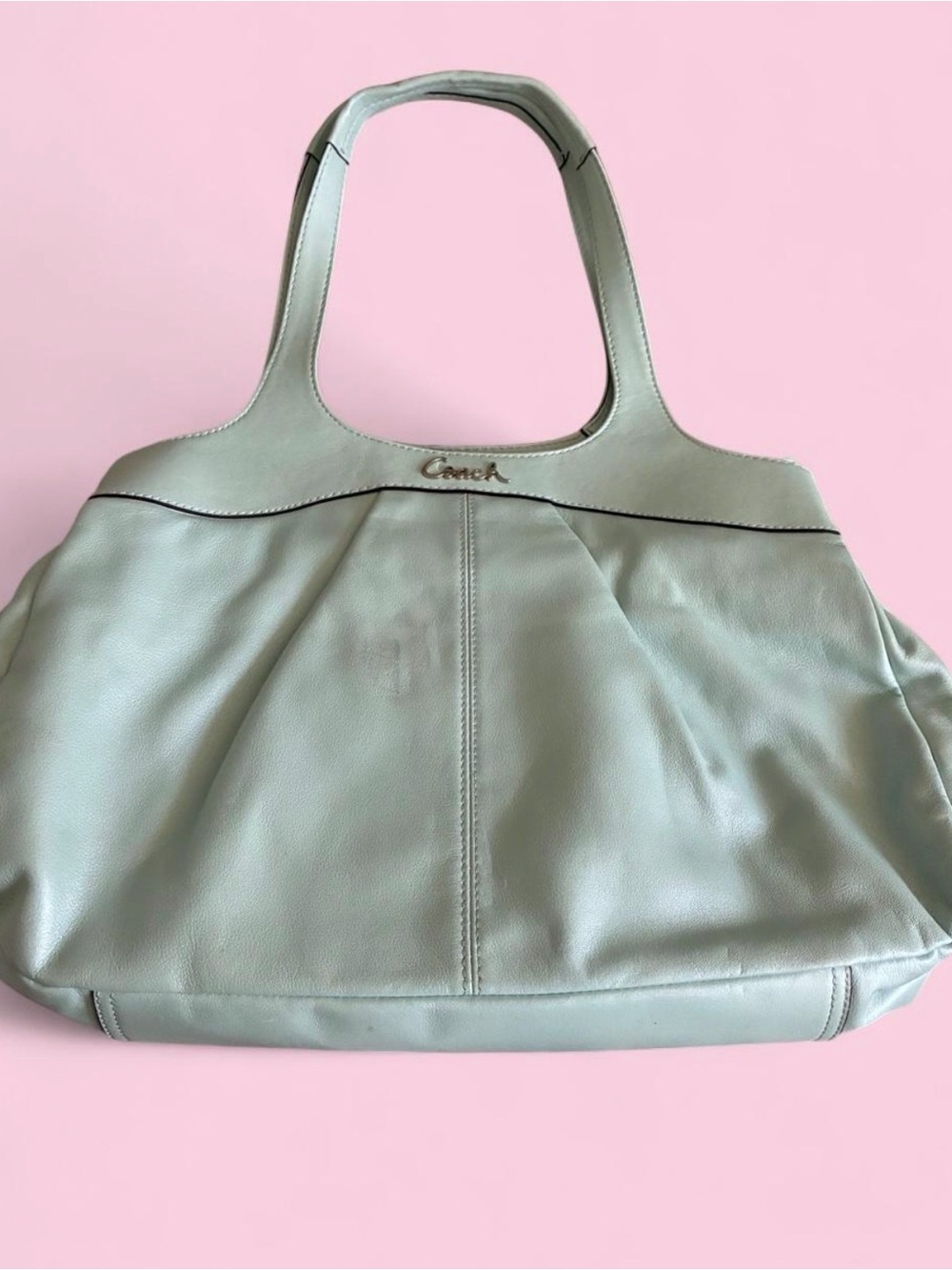 Coach Lexi Blue/Pastel Cowhide Leather Shoulder Bag Satin Interior